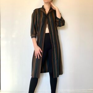 Vintage Striped Button Down Shirt Dress
